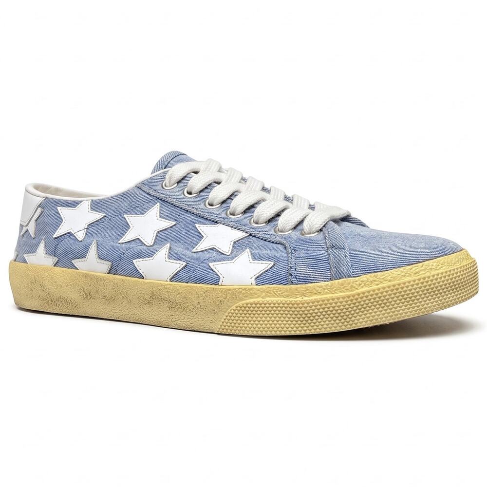 Saint Laurent Denim White Star Court Classic Sneakers $780 Retail EU 37 US 7 Lux